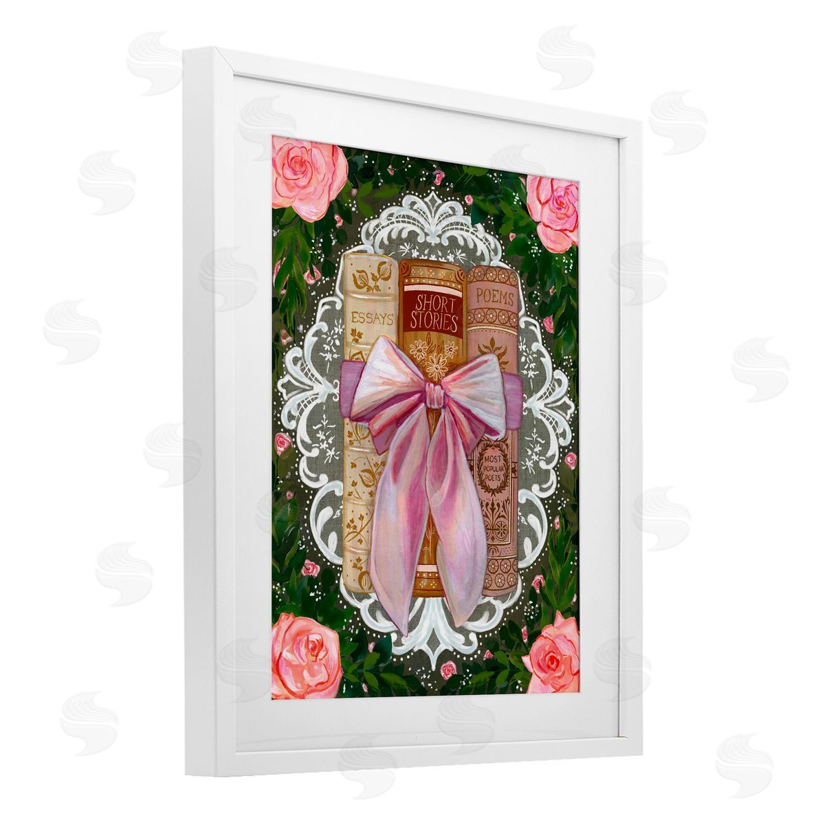 Glad You're Here Co. Romantic Books with Lace Canvas Wall Art Print
