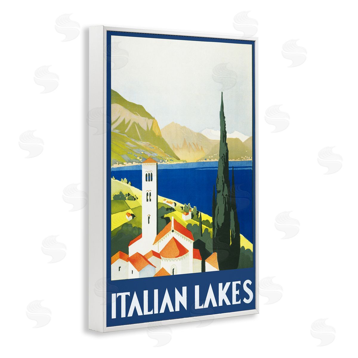 PIDDIX Italian Lakes Retro Scenery Canvas Wall Art Print