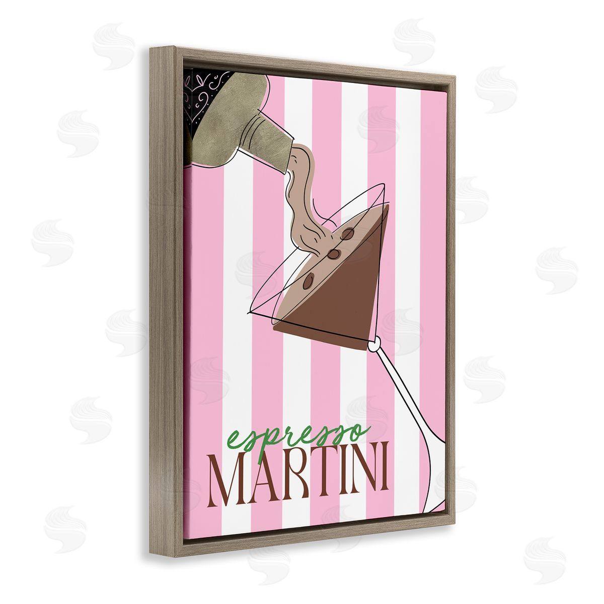 DEIDRE MOSHER Espresso Martini on Pink Stripes Canvas Wall Art Print