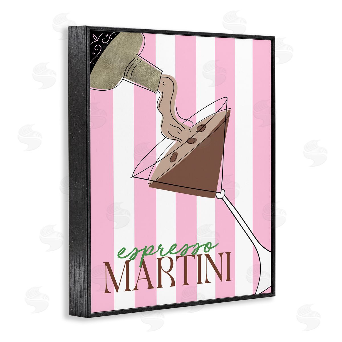 DEIDRE MOSHER Espresso Martini on Pink Stripes Canvas Wall Art Print