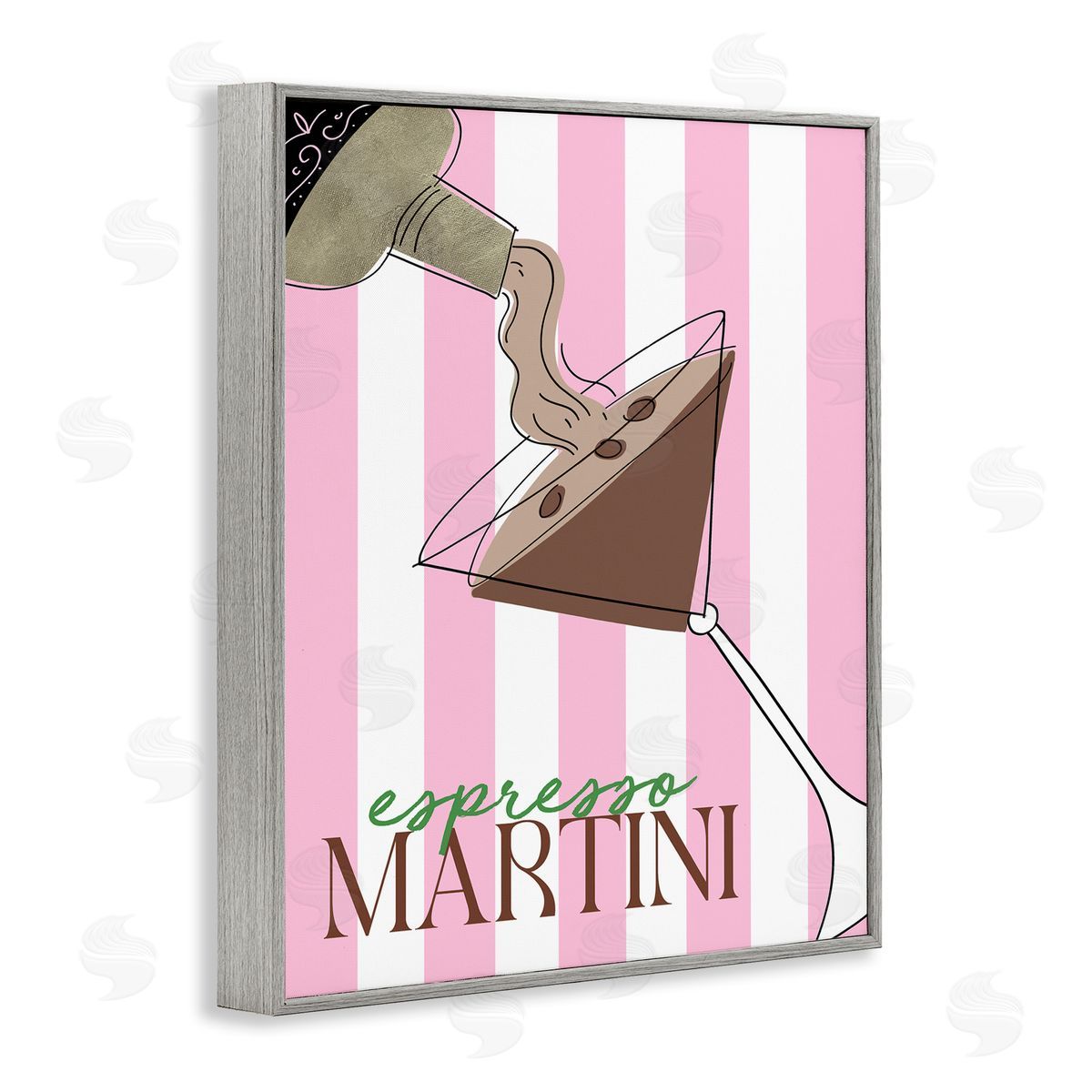 DEIDRE MOSHER Espresso Martini on Pink Stripes Canvas Wall Art Print