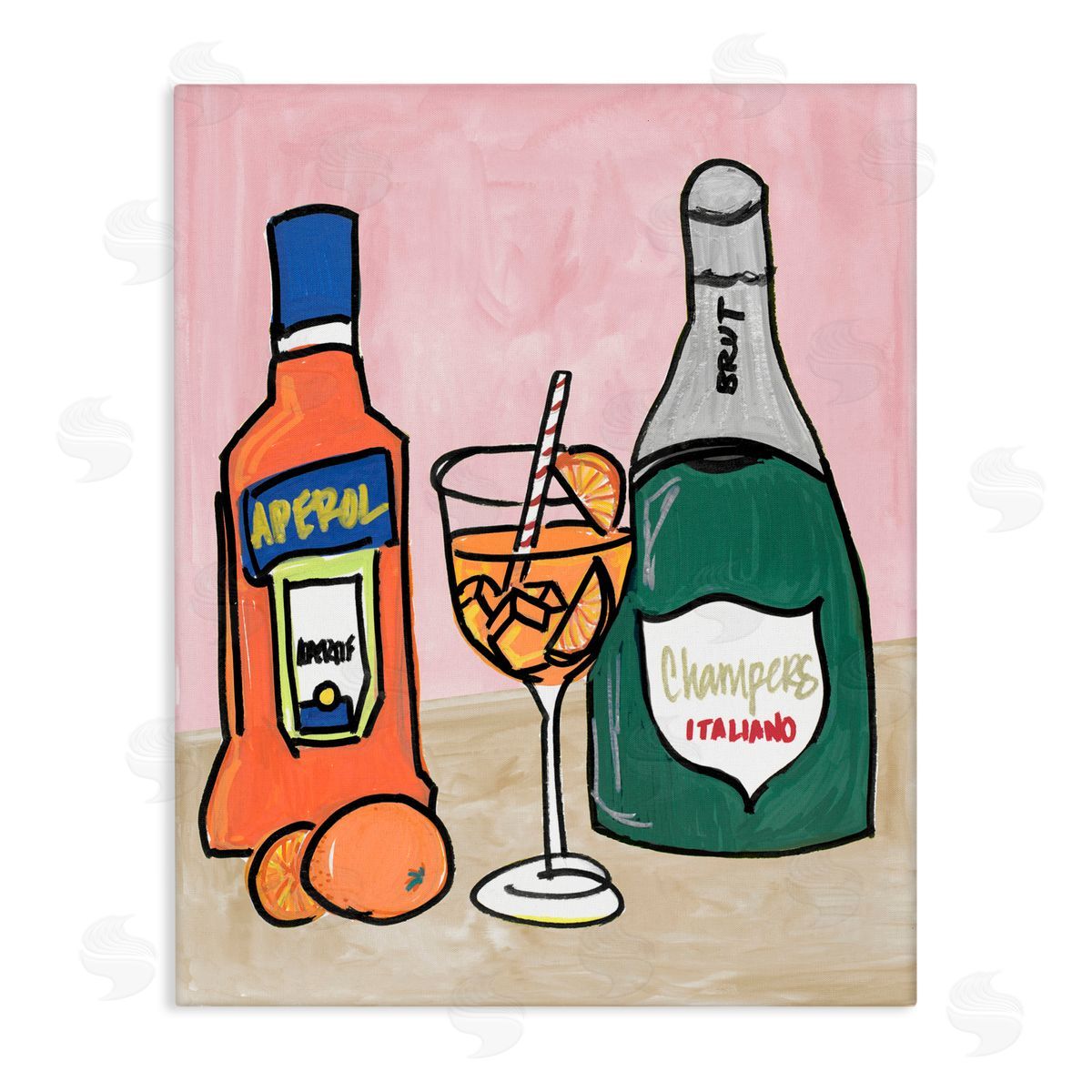 NOLA JAMES Aperol And Champagne Canvas Wall Art Print