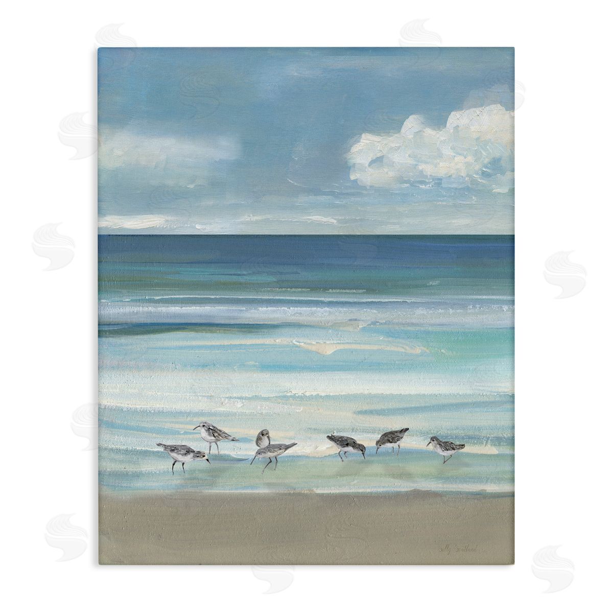 Sally Swatland Gentle Waves Shore Birds Canvas Wall Art Print