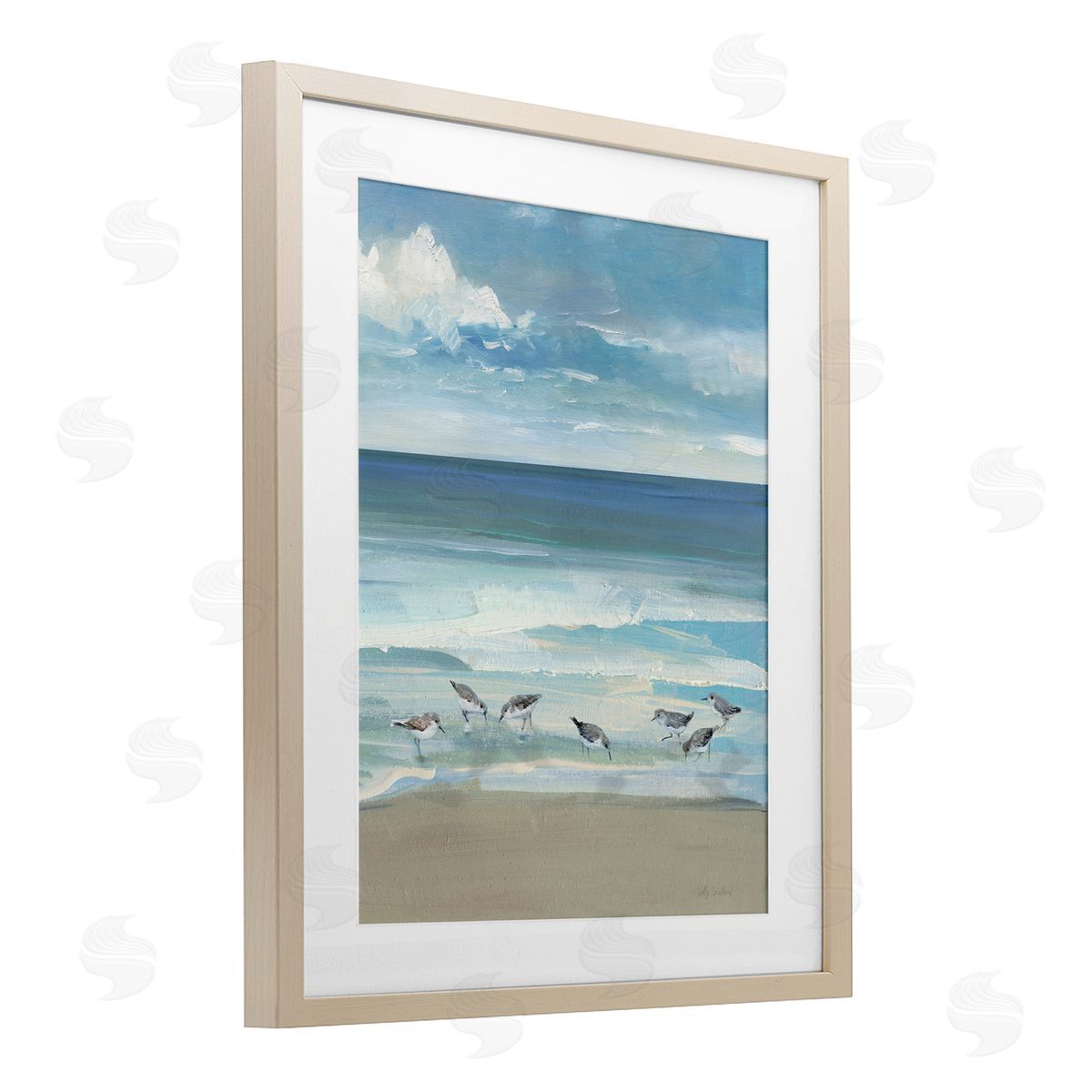 Sally Swatland Gentle Waves with Birds Canvas Wall Art Print