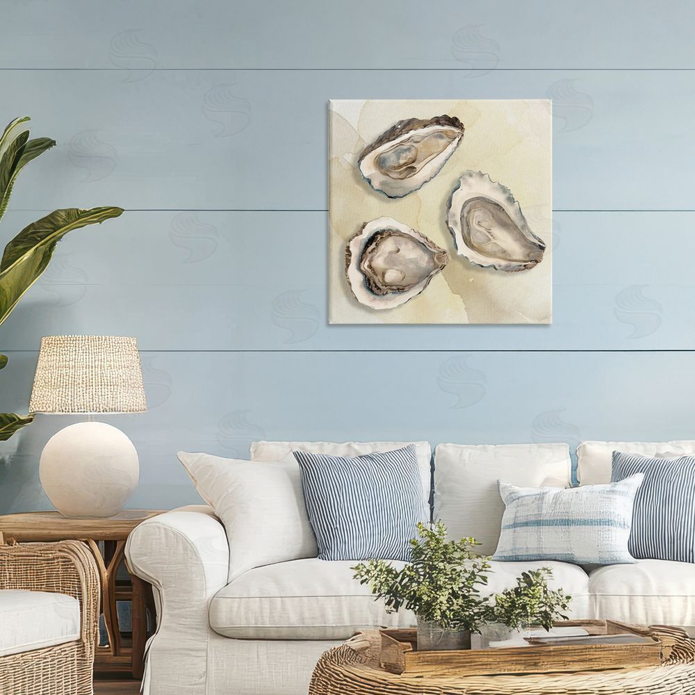 CAD Designs Beige Oyster Trio Printed Wall Art in Room