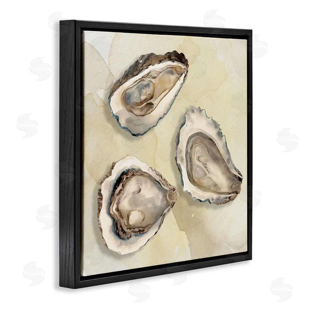 CAD Designs Beige Oyster Trio Black Floating Frame Canvas Wall Art Print