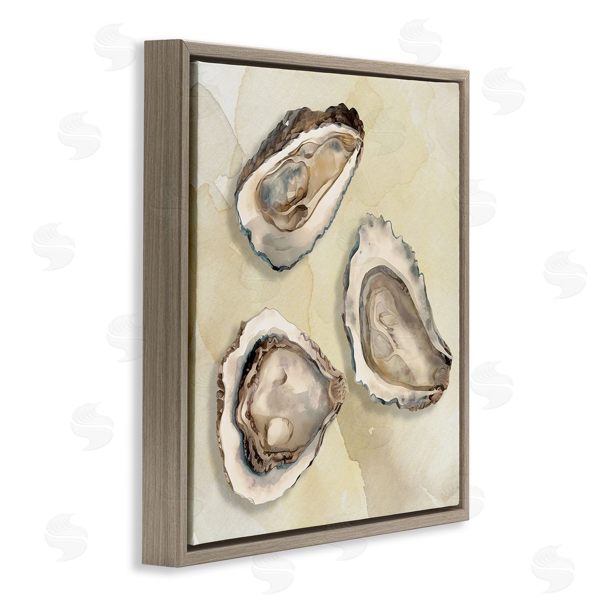 CAD Designs Beige Oyster Trio Brown Floating Frame Canvas Art Print