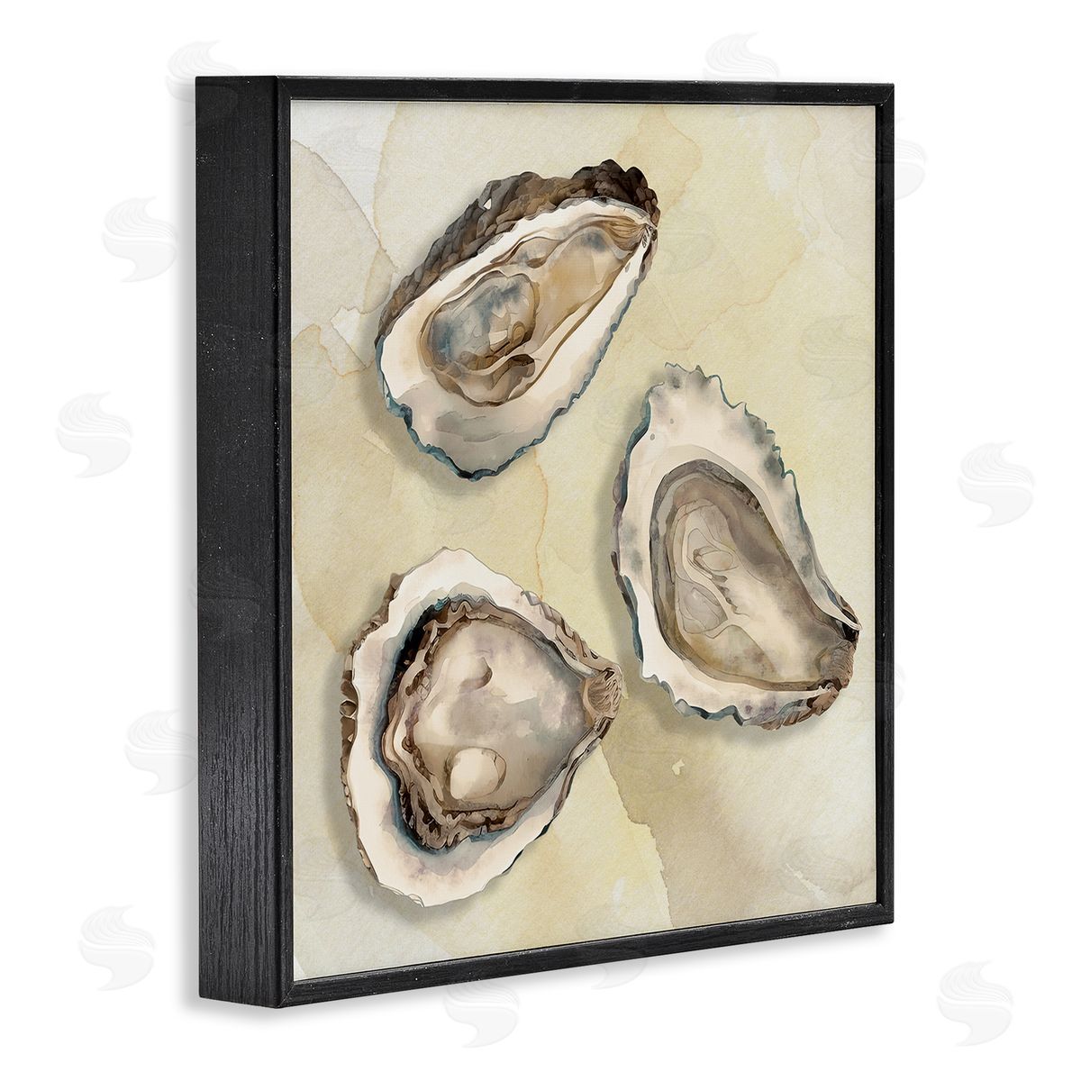 CAD Designs Beige Oyster Trio Black Framed Giclee Art Print