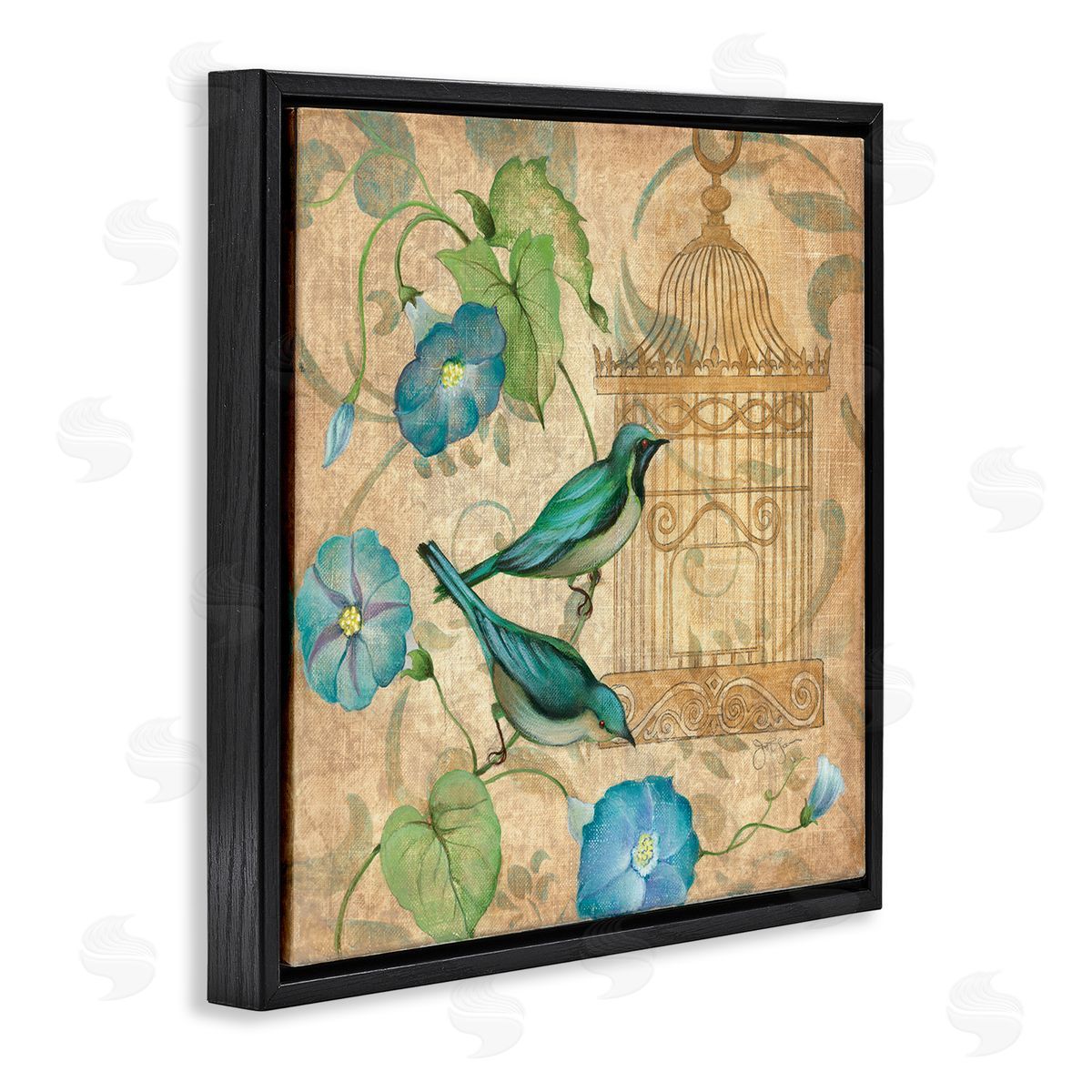 Janet Tava Spring's Song Green Birds Canvas Wall Art Print