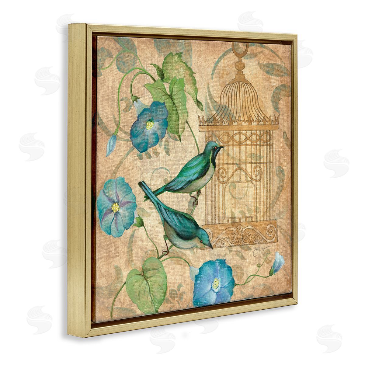 Janet Tava Spring's Song Green Birds Canvas Wall Art Print