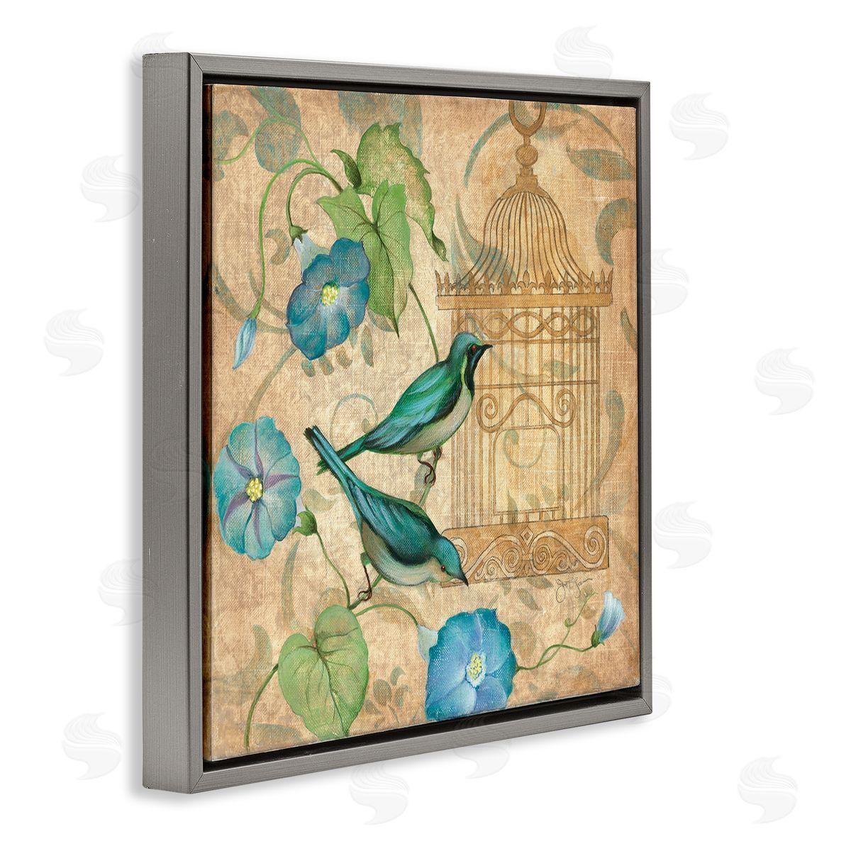 Janet Tava Spring's Song Green Birds Canvas Wall Art Print