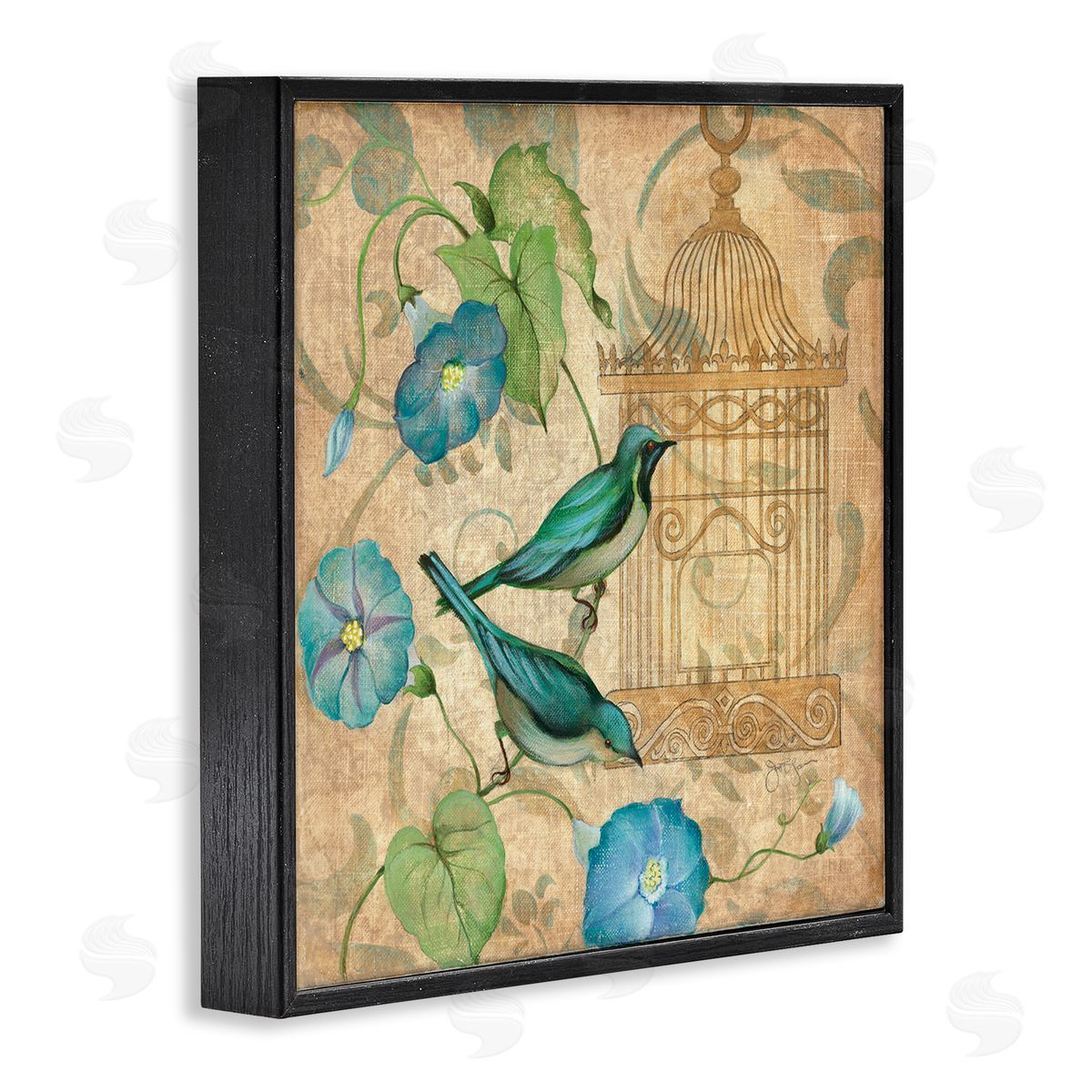 Janet Tava Spring's Song Green Birds Canvas Wall Art Print