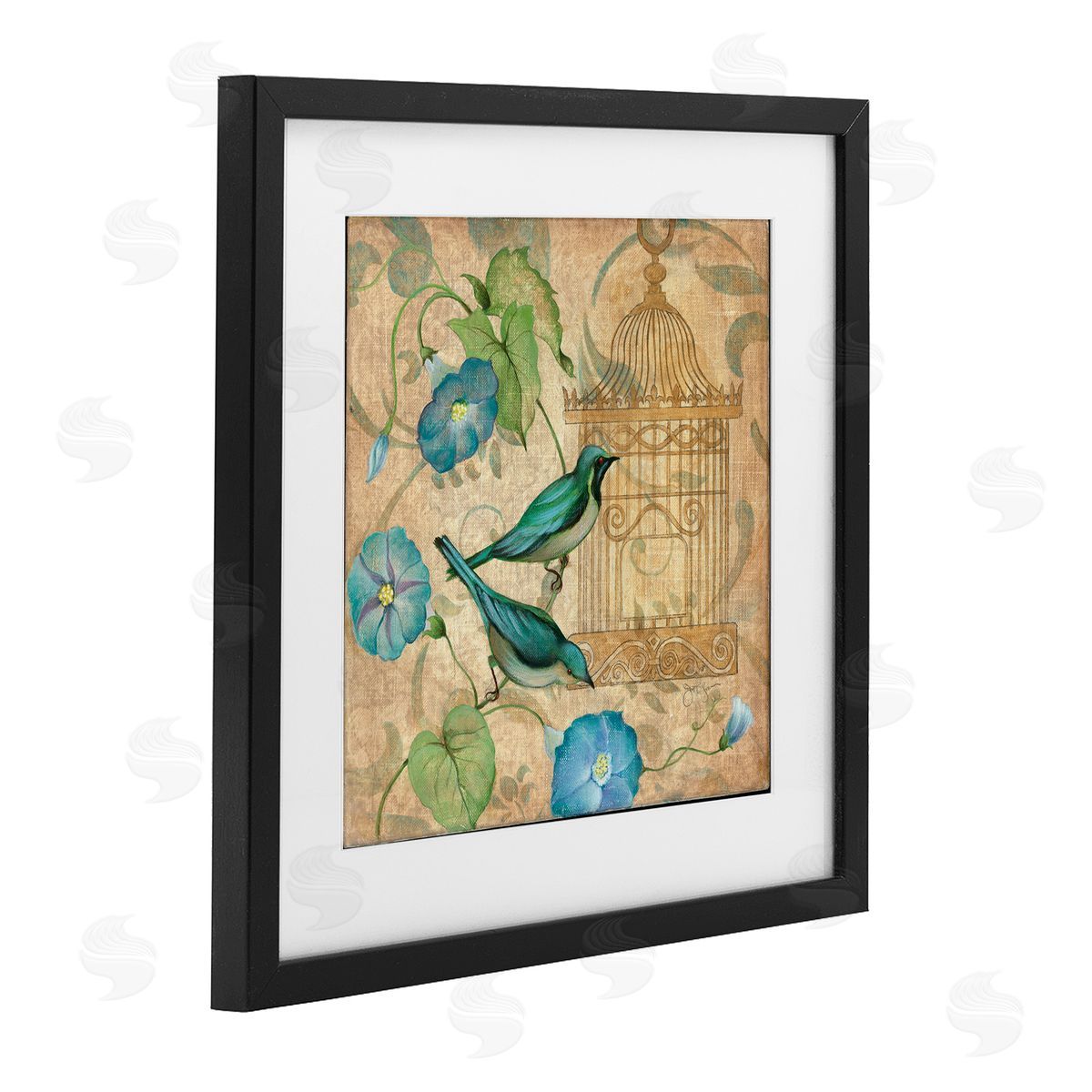 Janet Tava Spring's Song Green Birds Canvas Wall Art Print