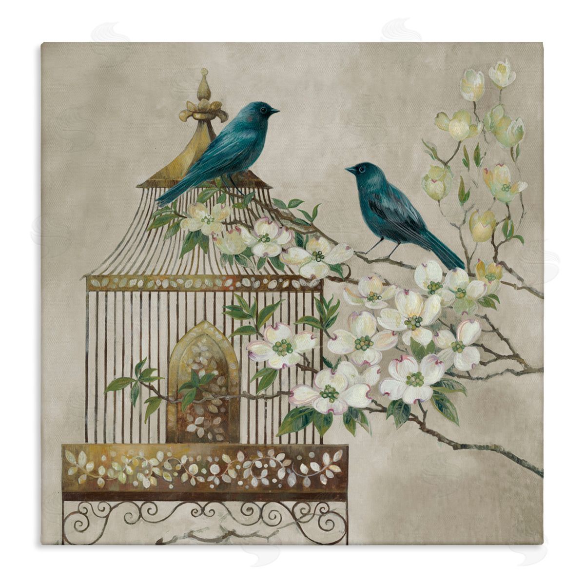 Elaine Vollherbst-Lane Neutral Birdcage Menagerie Canvas Wall Art Print