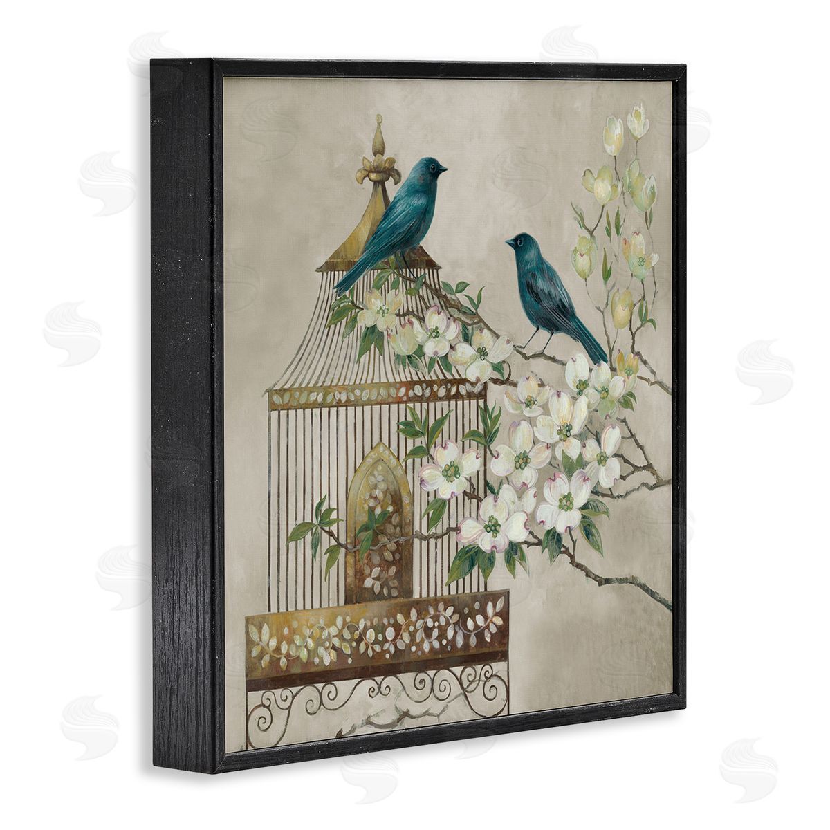 Elaine Vollherbst-Lane Neutral Birdcage Menagerie Black Framed Giclee Art Print