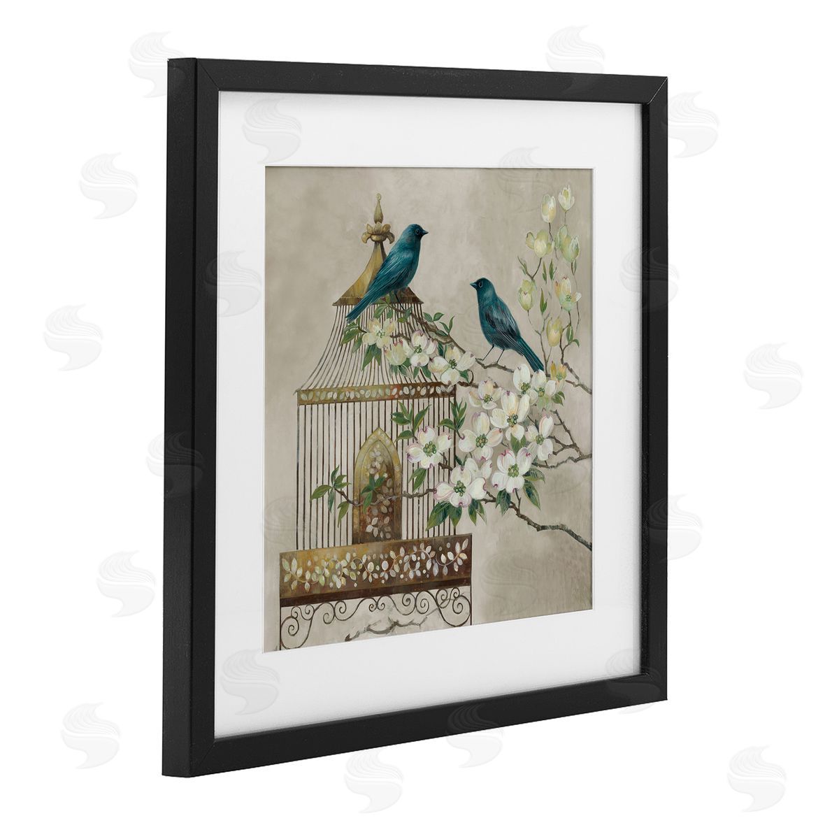 Elaine Vollherbst-Lane Neutral Birdcage Menagerie Black Framed Print Under Glass Art