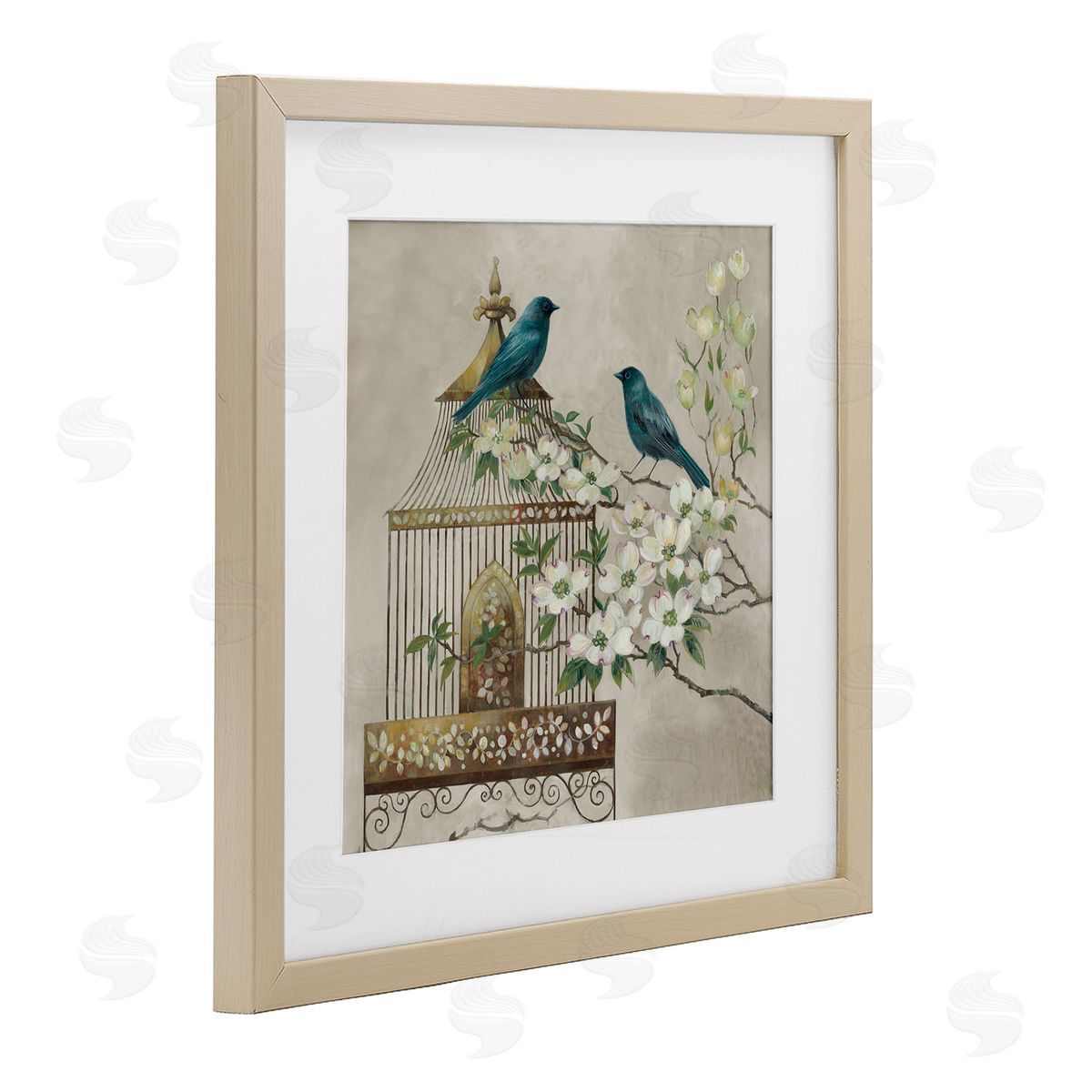 Elaine Vollherbst-Lane Neutral Birdcage Menagerie Birch Framed Print Under Glass Art