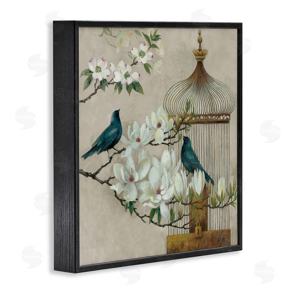 Elaine Vollherbst-Lane Floral Bluebird Menagerie Black Framed Giclee Art Print