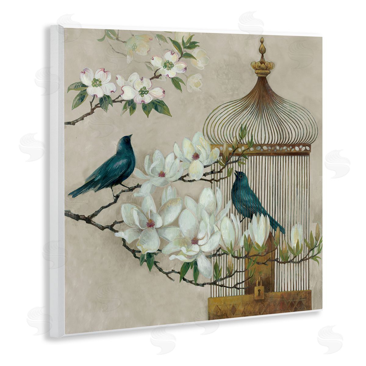 Elaine Vollherbst-Lane Floral Bluebird Menagerie Wall Plaque Art Print