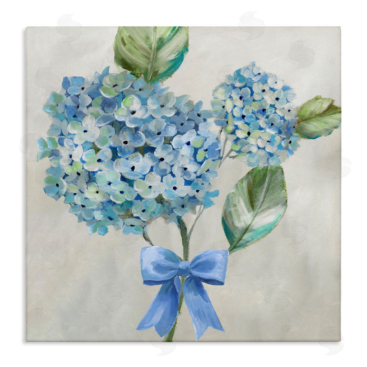 Nan Blue Bow Hydrangea Beauty Canvas Wall Art Print