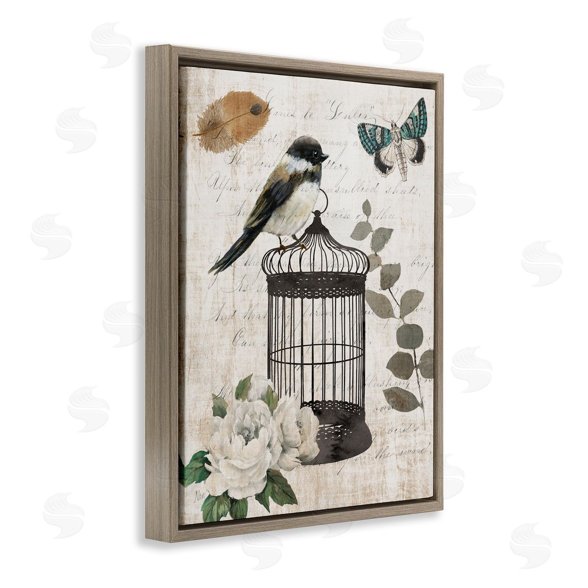 Nan Vintage Menagerie Bird Canvas Wall Art Print