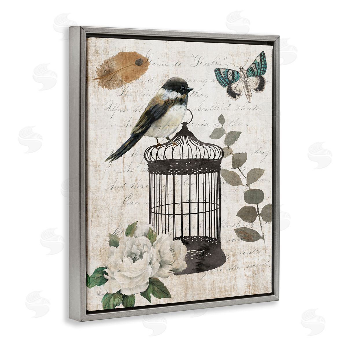 Nan Vintage Menagerie Bird Canvas Wall Art Print