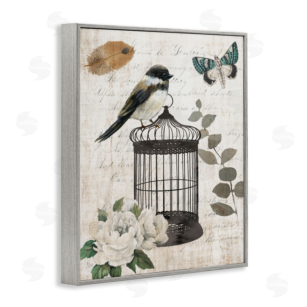 Nan Vintage Menagerie Bird Canvas Wall Art Print