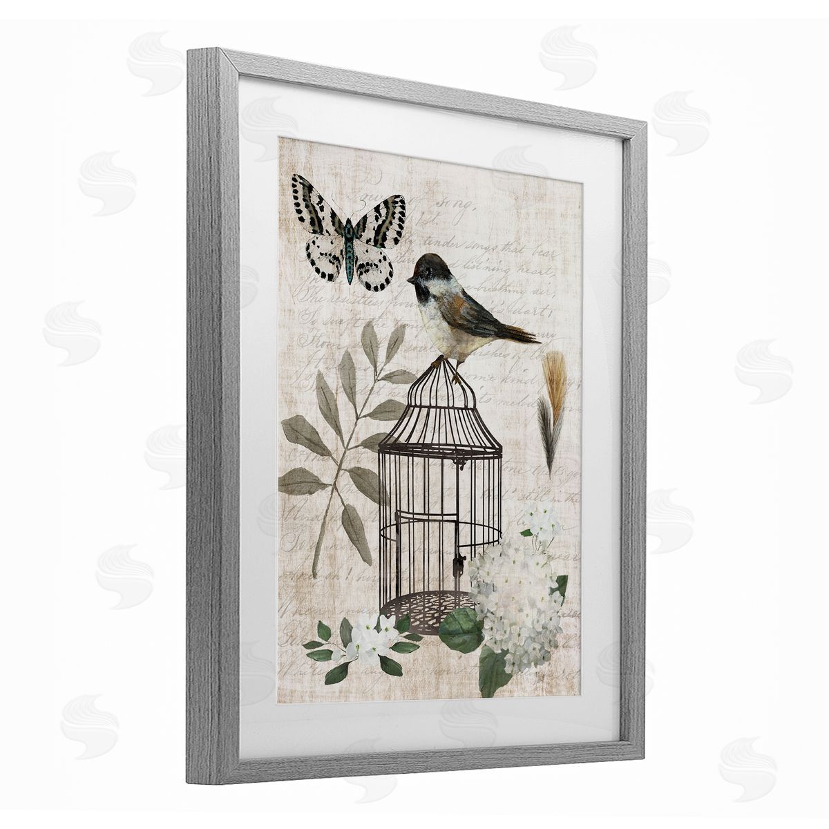 Nan Vintage Menagerie Bird Florals Canvas Wall Art Print