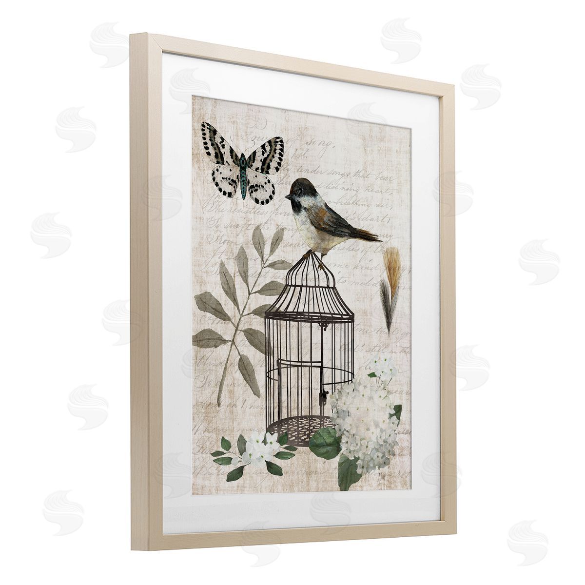 Nan Vintage Menagerie Bird Florals Canvas Wall Art Print