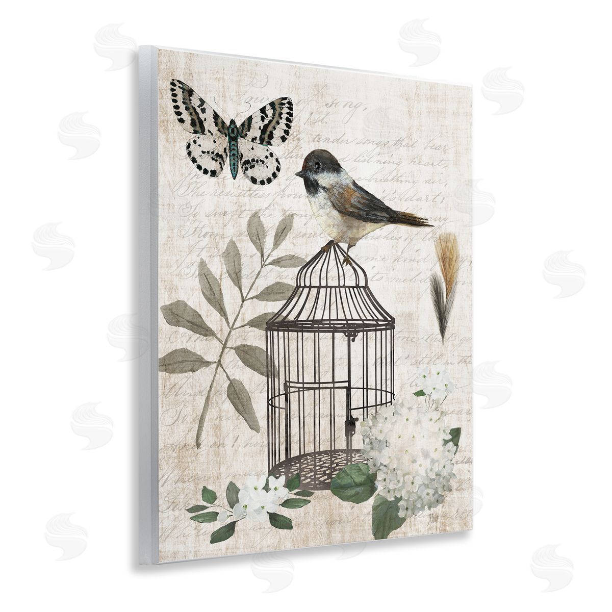Nan Vintage Menagerie Bird Florals Canvas Wall Art Print