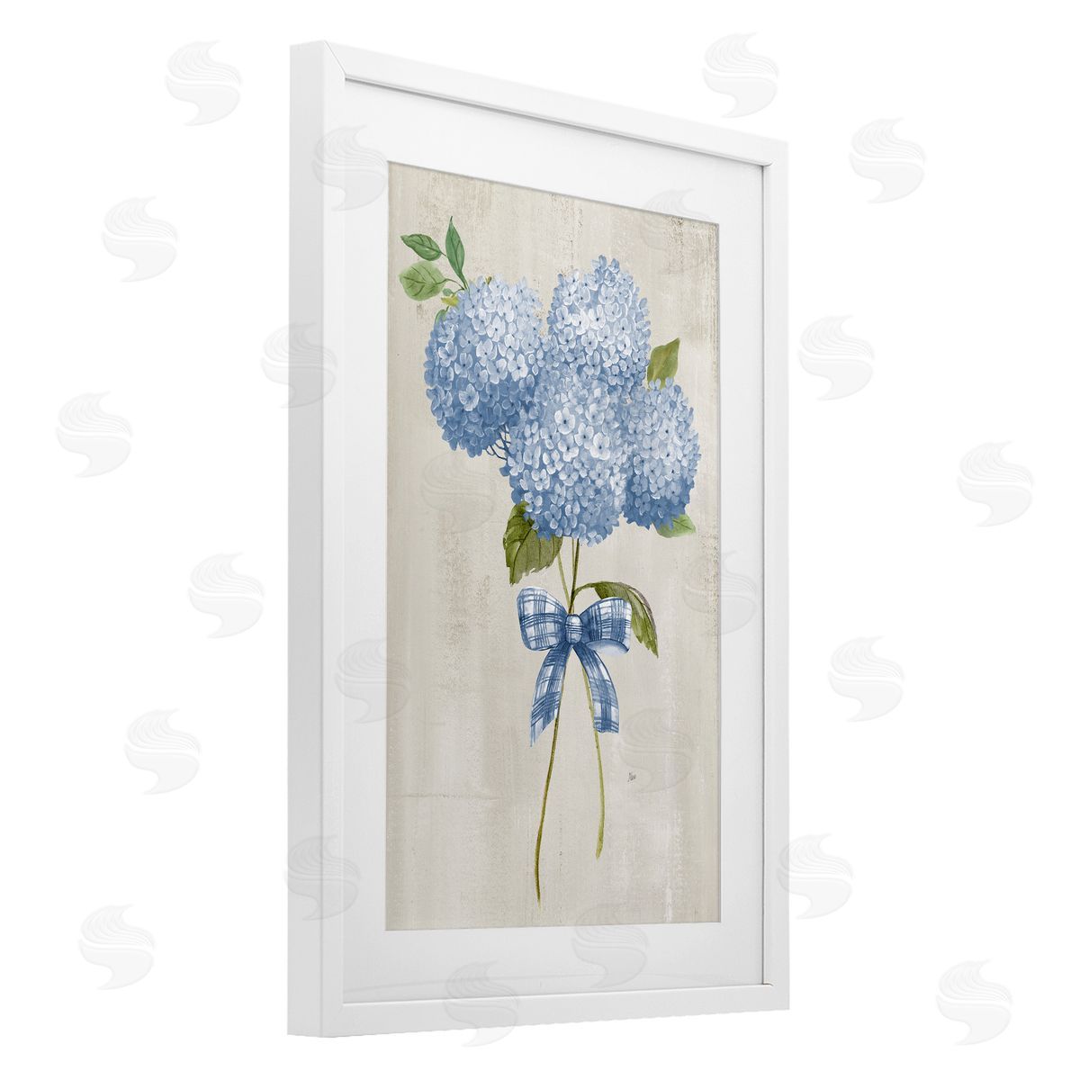Nan Hydrangea Tied With A Bow Canvas Wall Art Print