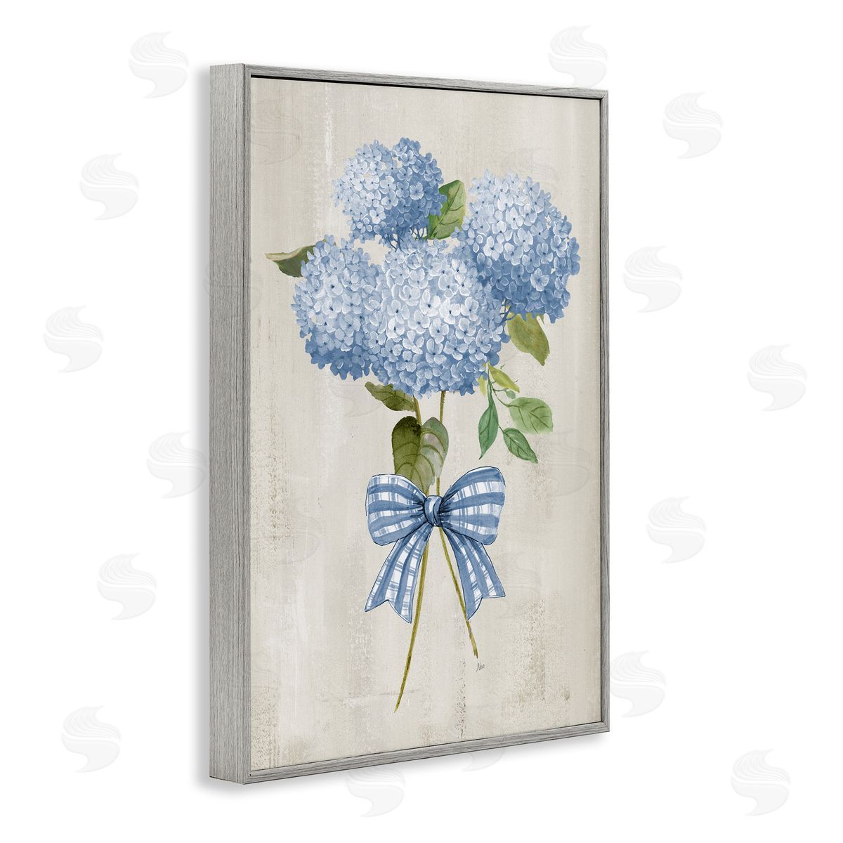 Nan Hydrangea Tied With Ribbon Canvas Wall Art Print