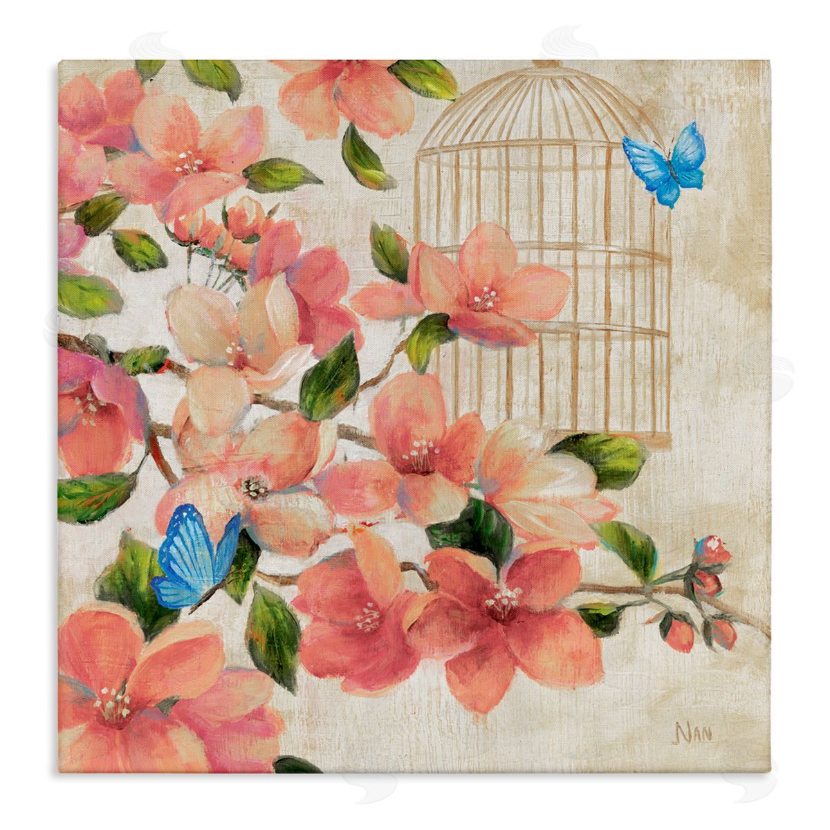 Nan Spring Fling Red Flowers Canvas Wall Art Print