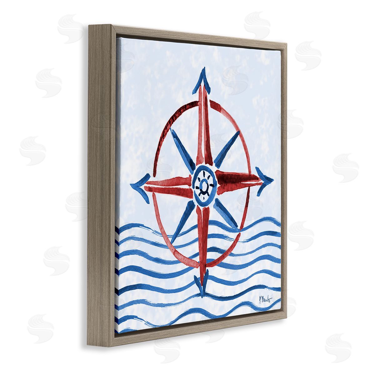 Paul Brent Brushed Nautical Compass Canvas Wall Art Print