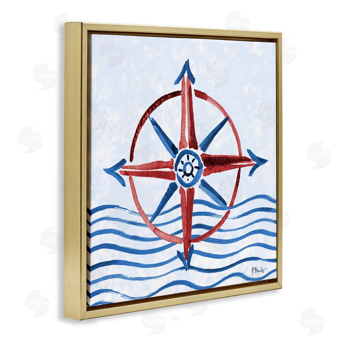 Paul Brent Brushed Nautical Compass Canvas Wall Art Print