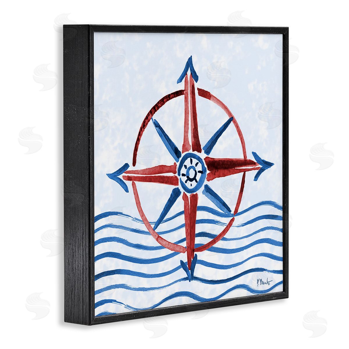 Paul Brent Brushed Nautical Compass Canvas Wall Art Print