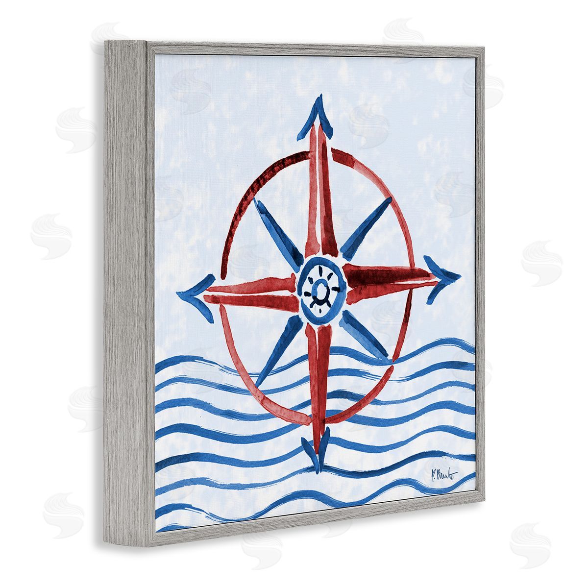 Paul Brent Brushed Nautical Compass Canvas Wall Art Print