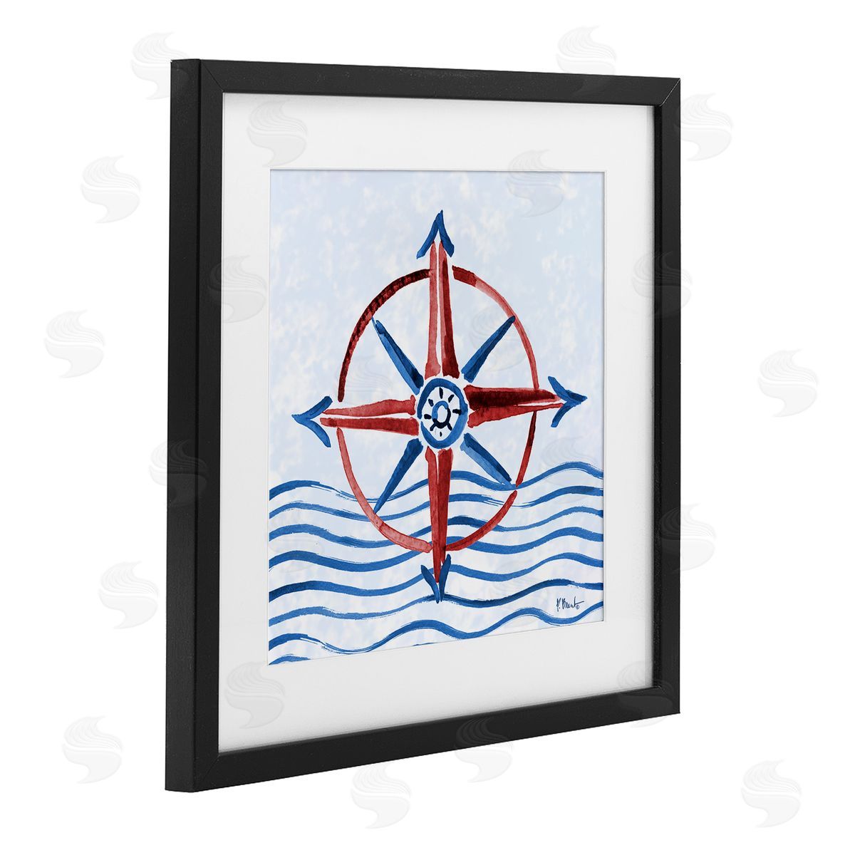 Paul Brent Brushed Nautical Compass Canvas Wall Art Print