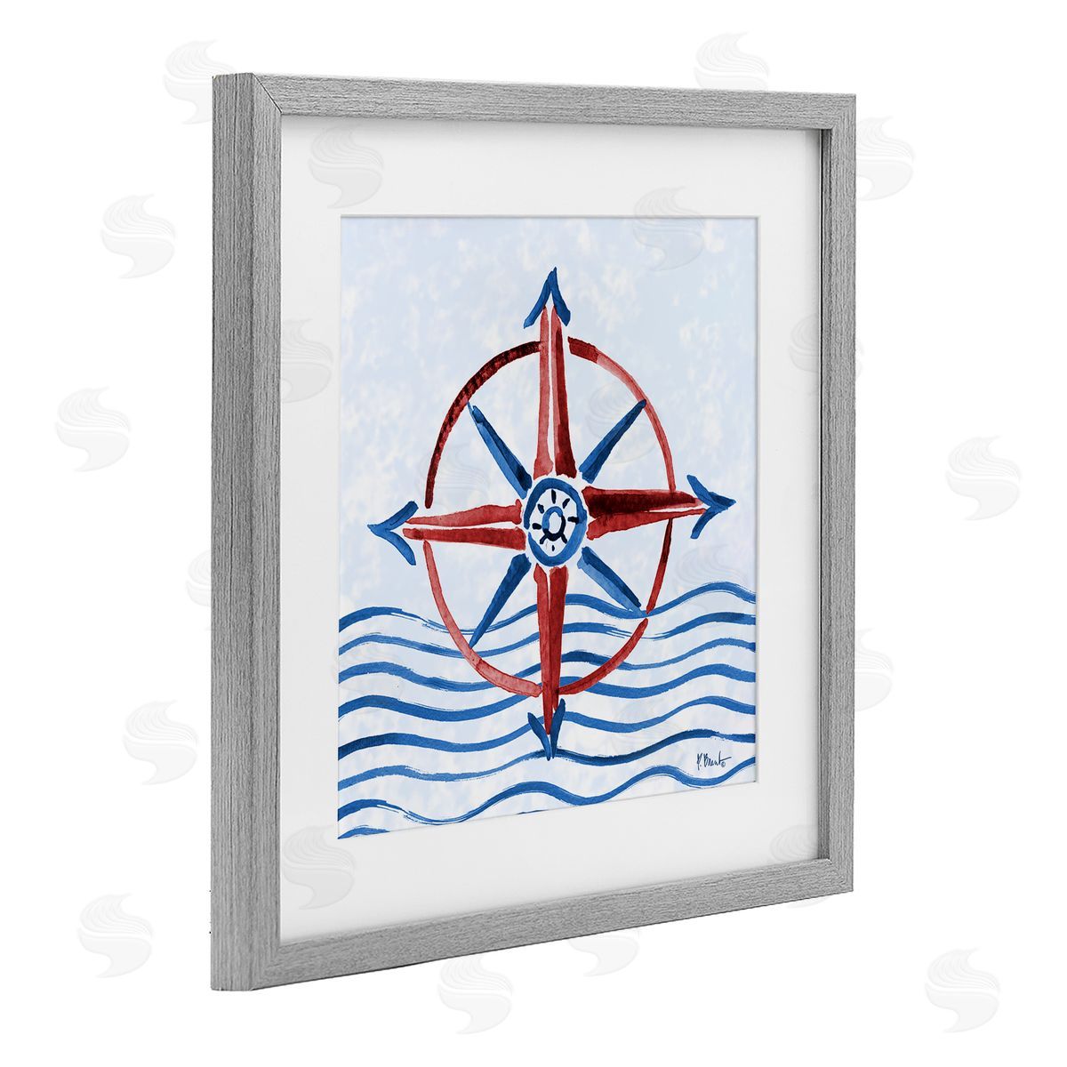 Paul Brent Brushed Nautical Compass Canvas Wall Art Print