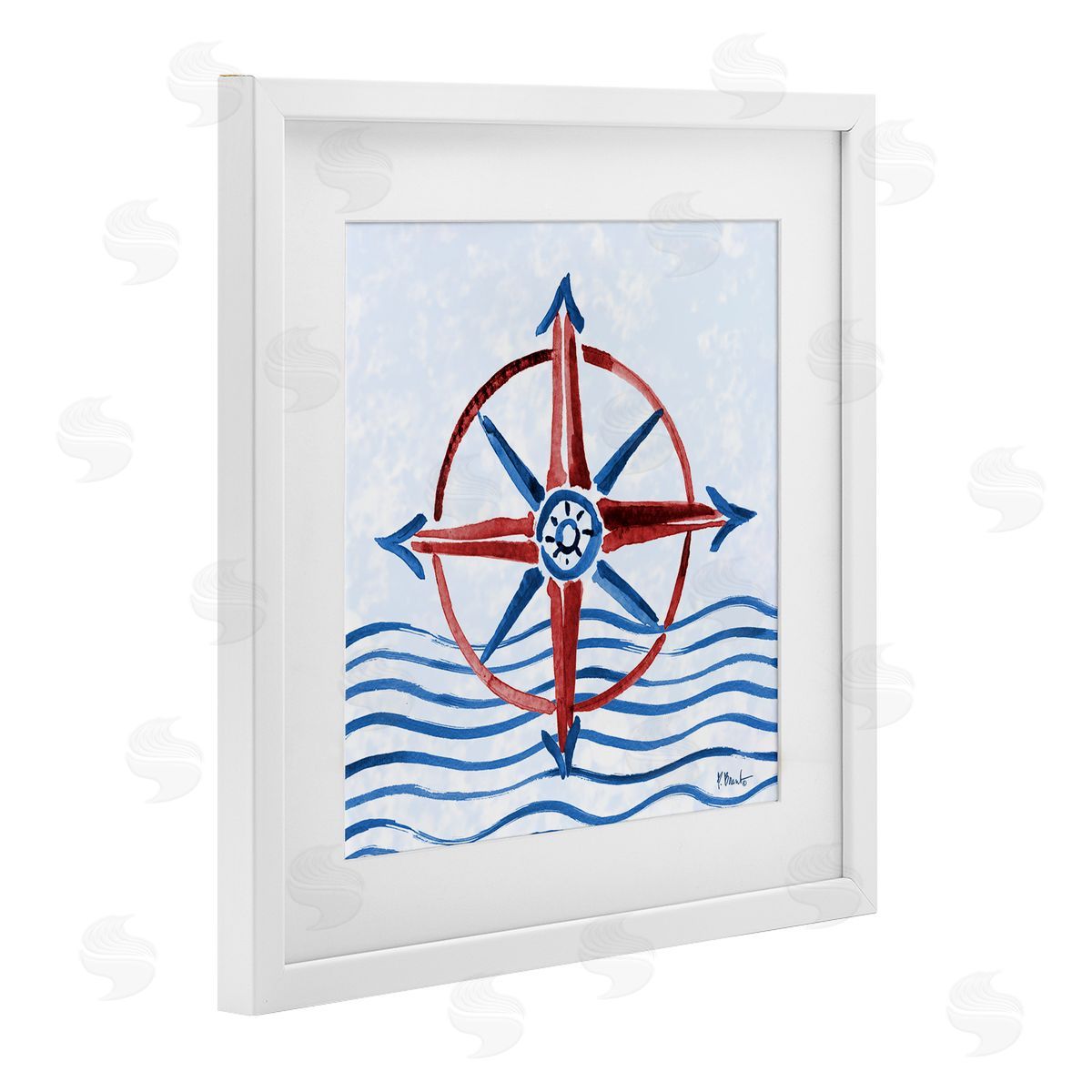 Paul Brent Brushed Nautical Compass Canvas Wall Art Print