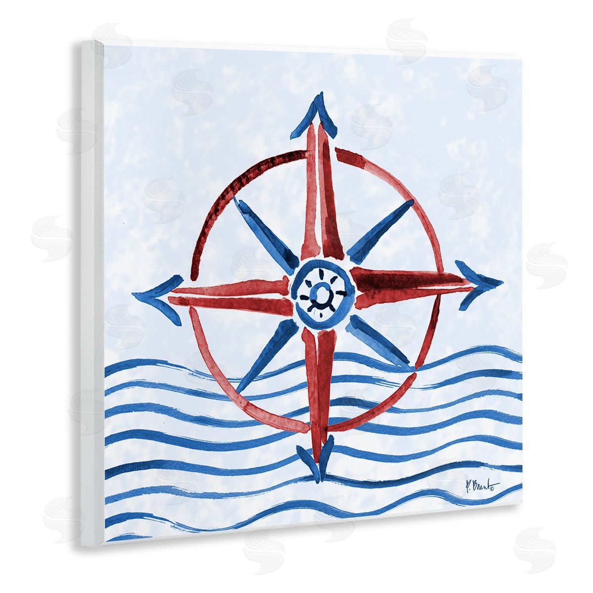 Paul Brent Brushed Nautical Compass Canvas Wall Art Print