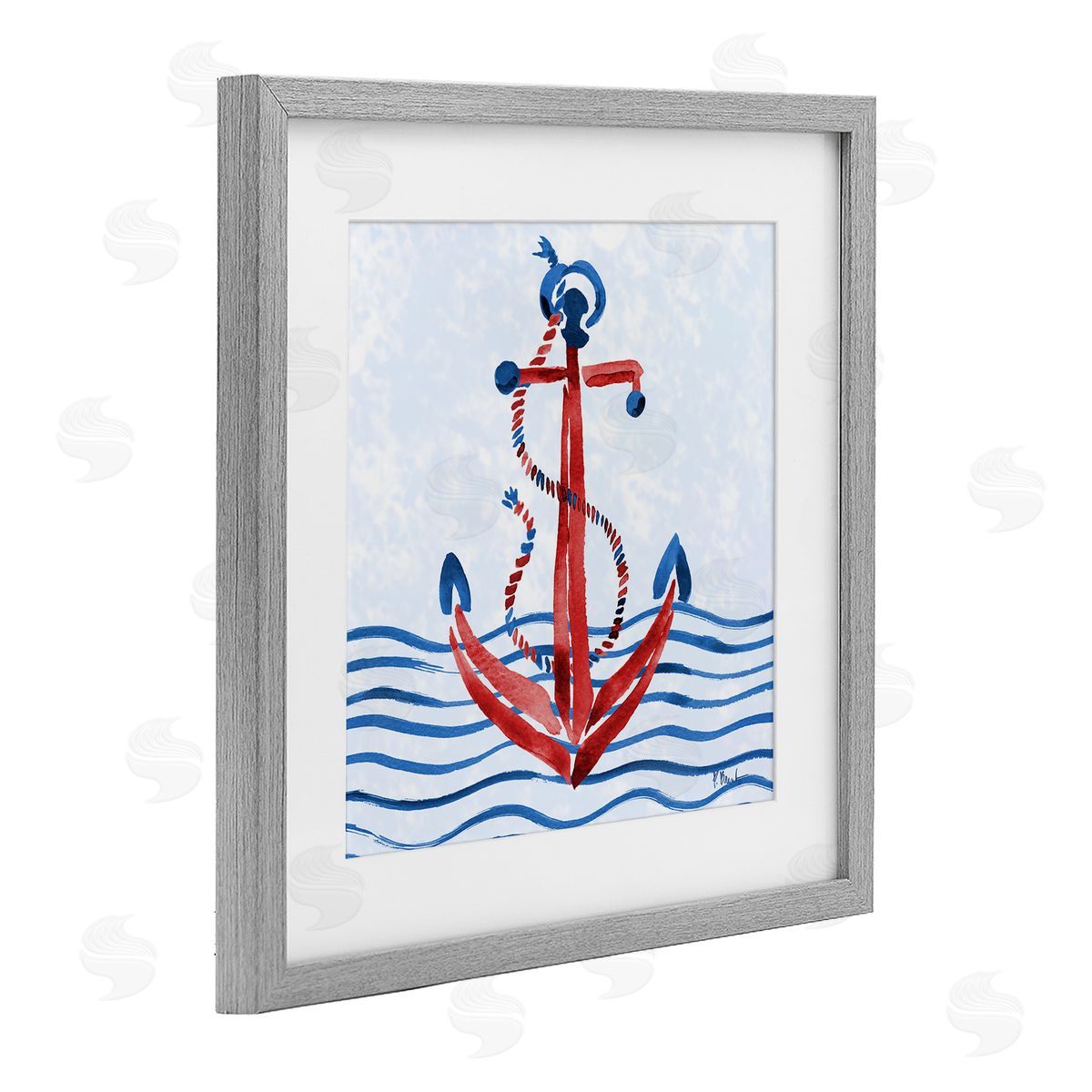 Paul Brent Brushstroke Anchor Painting Canvas Wall Art Print