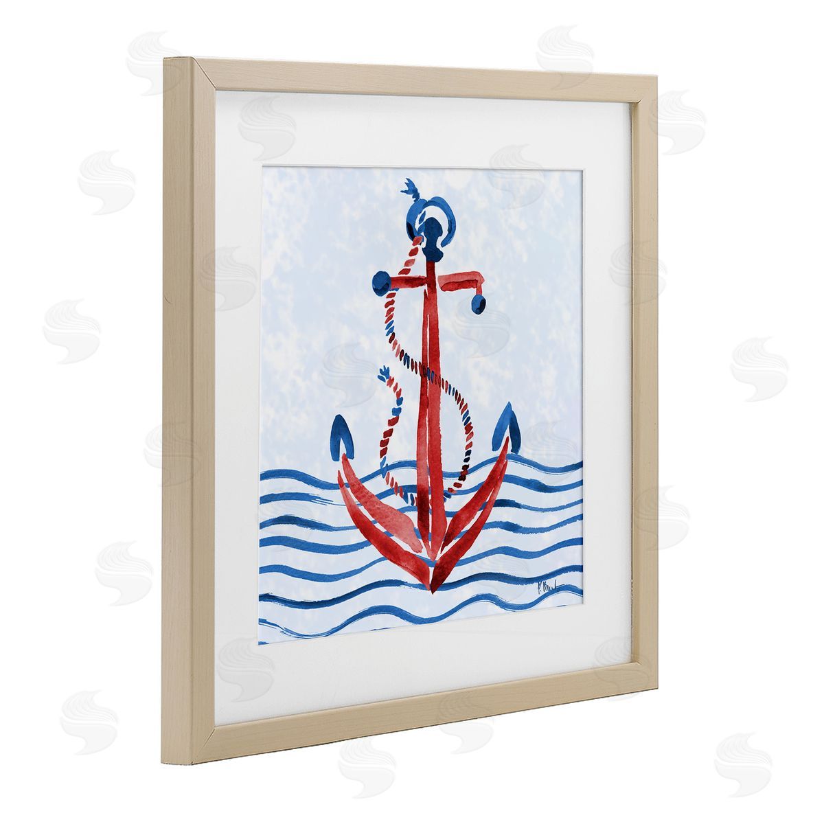 Paul Brent Brushstroke Anchor Painting Canvas Wall Art Print