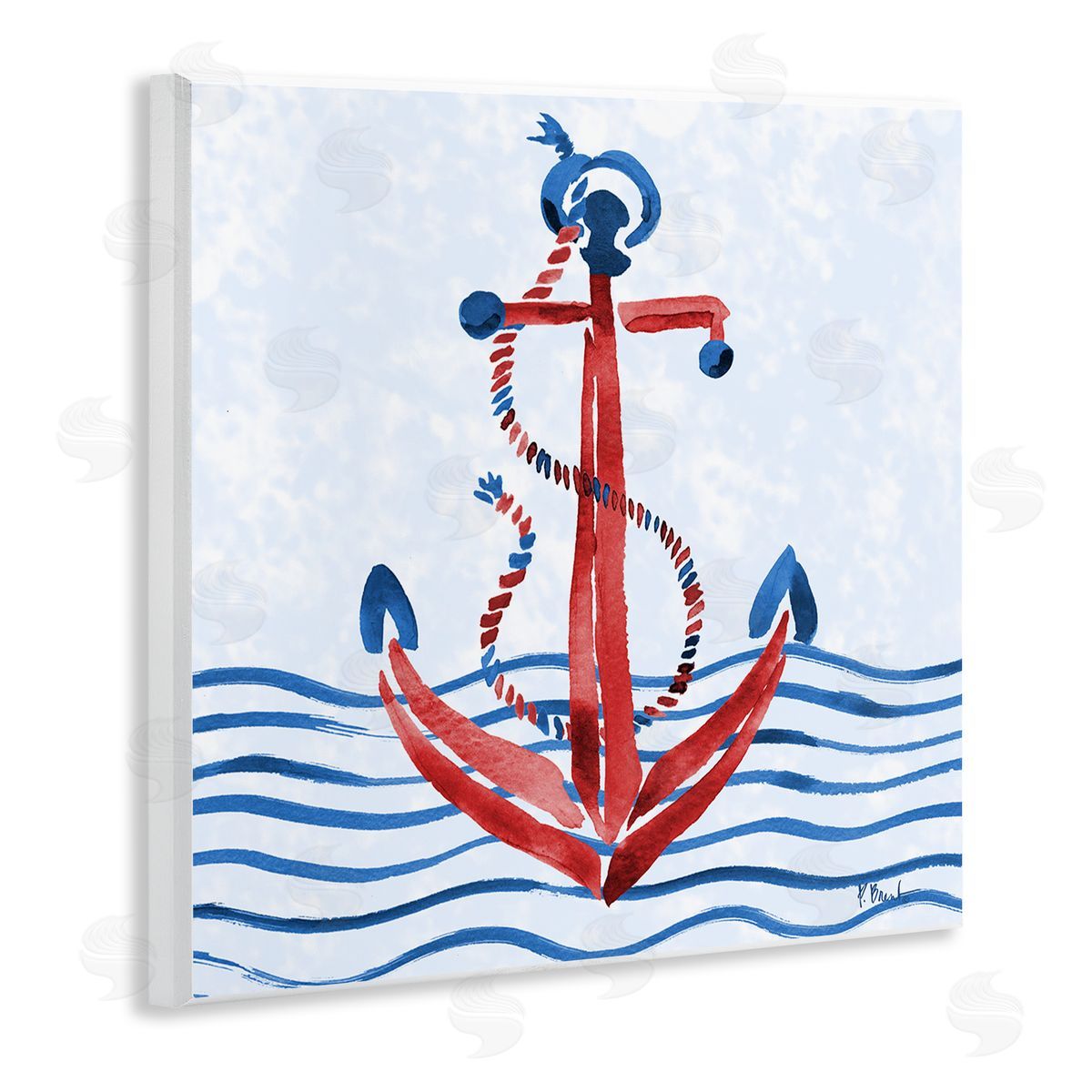 Paul Brent Brushstroke Anchor Painting Canvas Wall Art Print