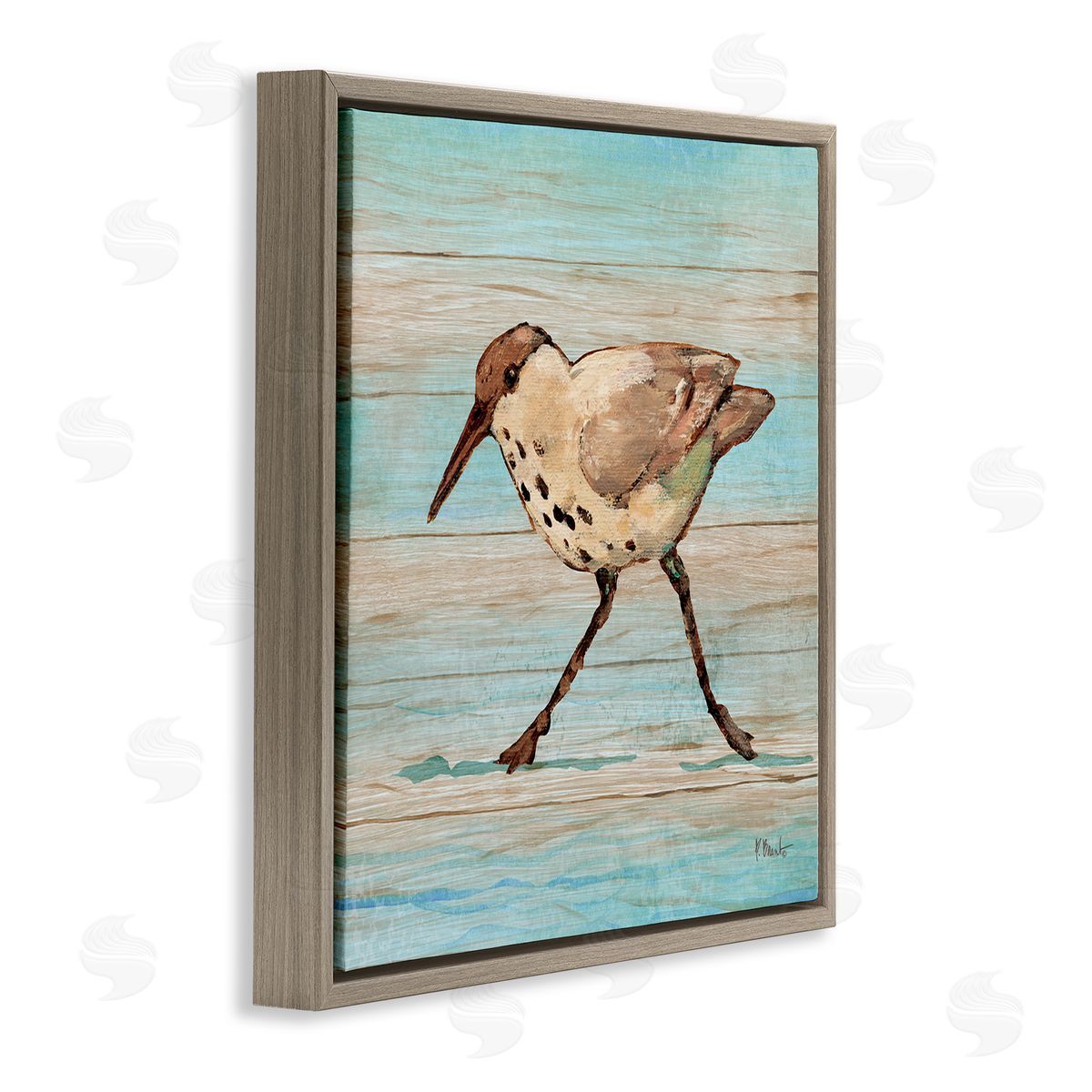 Paul Brent Coastal Teak Sandpiper Canvas Wall Art Print