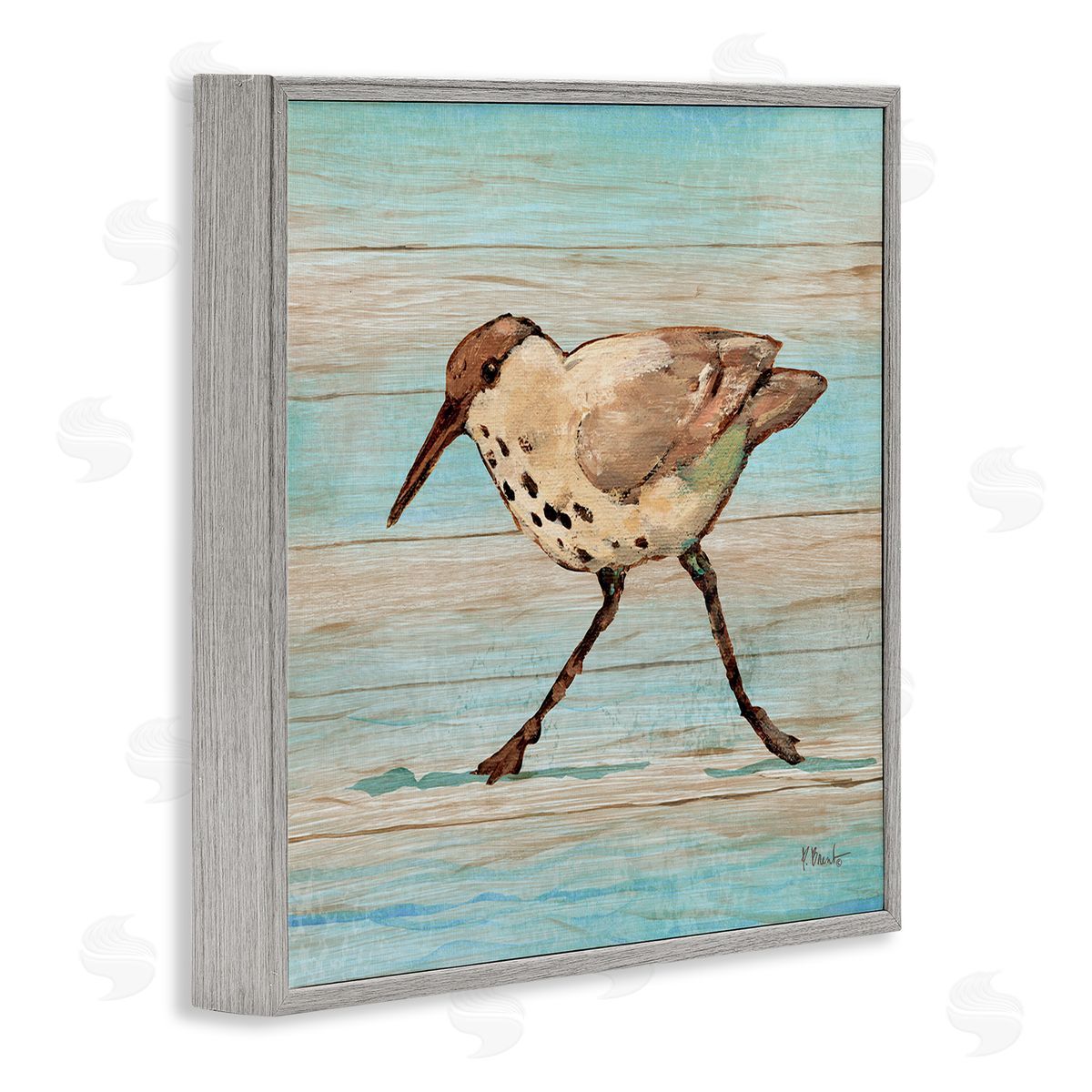 Paul Brent Coastal Teak Sandpiper Canvas Wall Art Print
