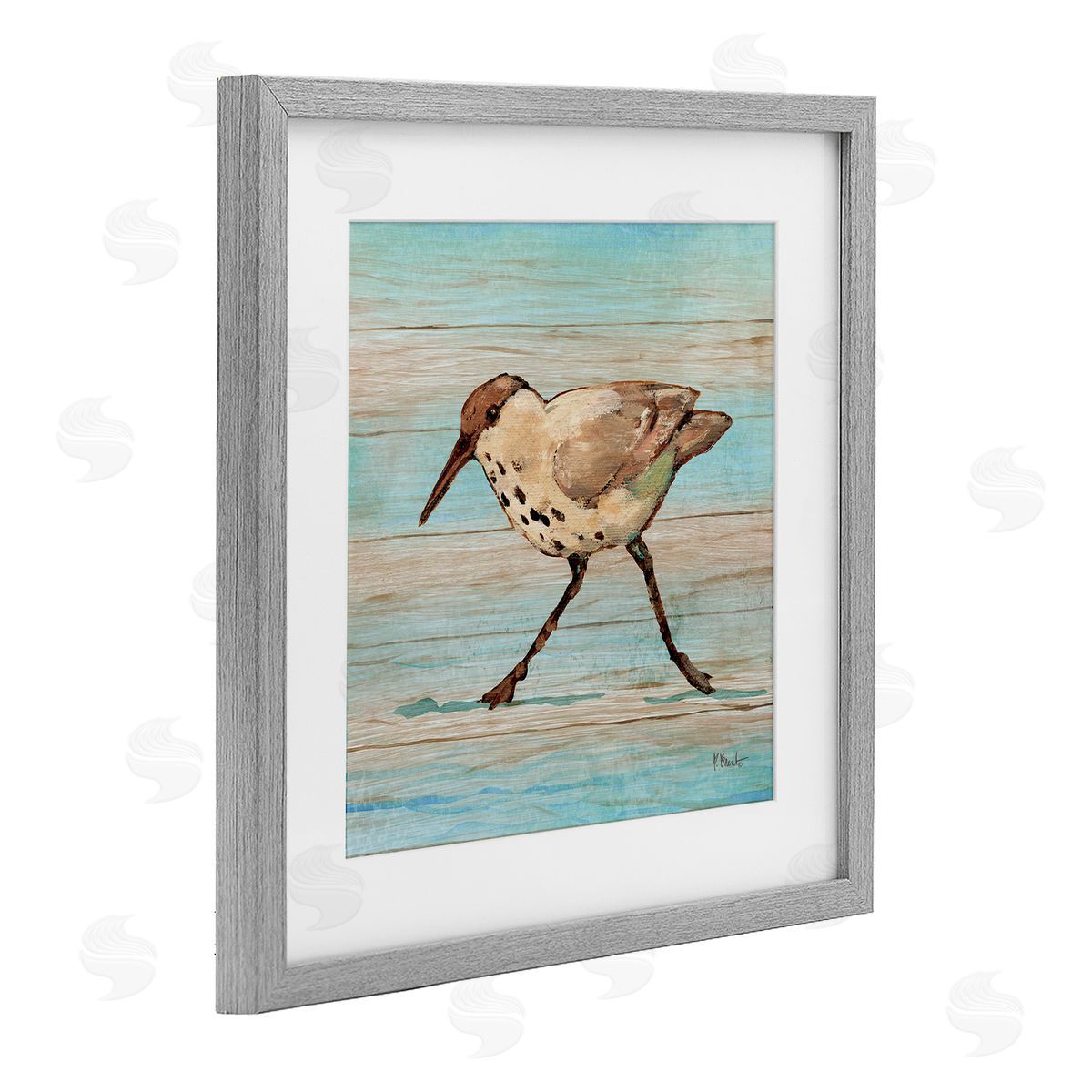 Paul Brent Coastal Teak Sandpiper Canvas Wall Art Print