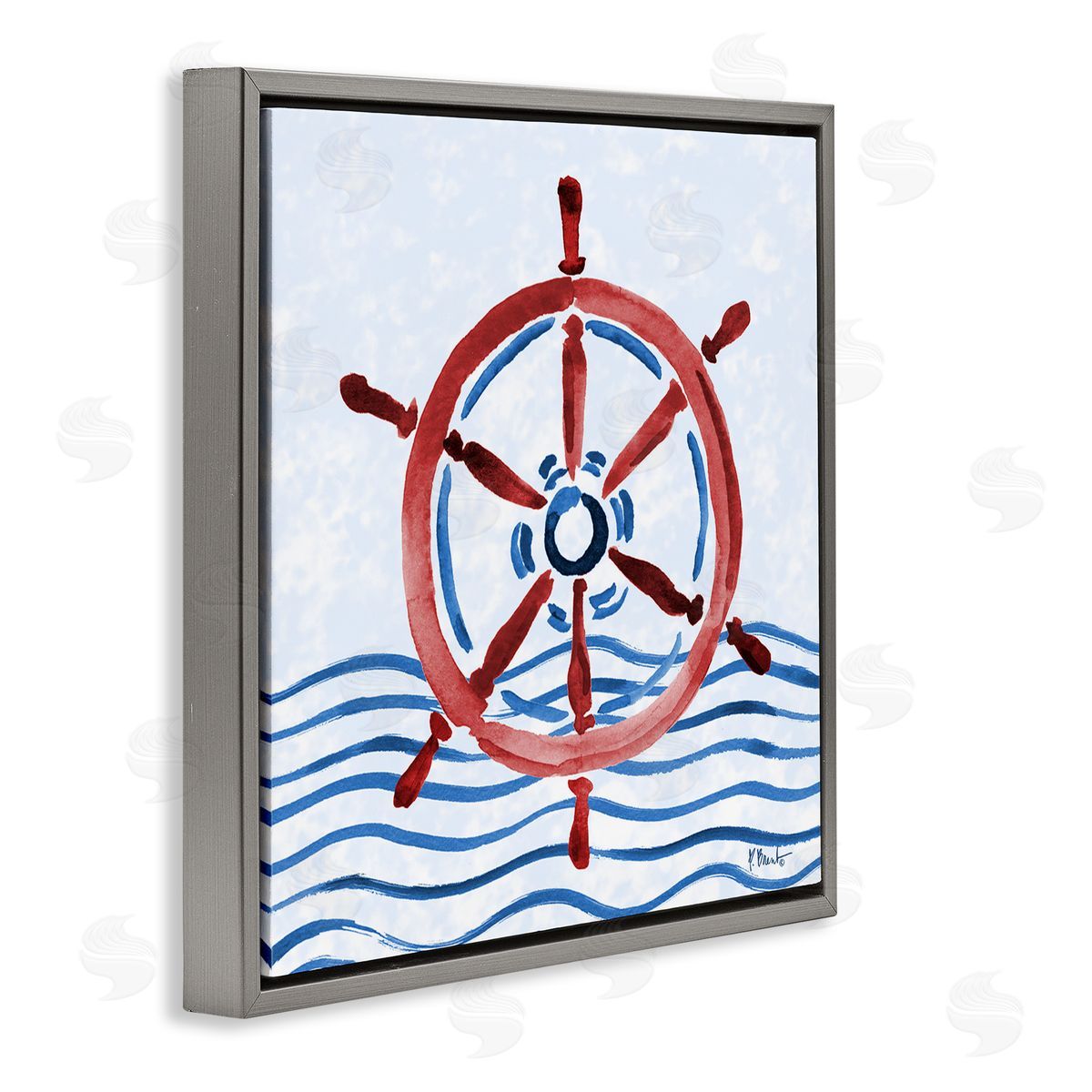 Paul Brent Brushed Nautical Helm Canvas Wall Art Print
