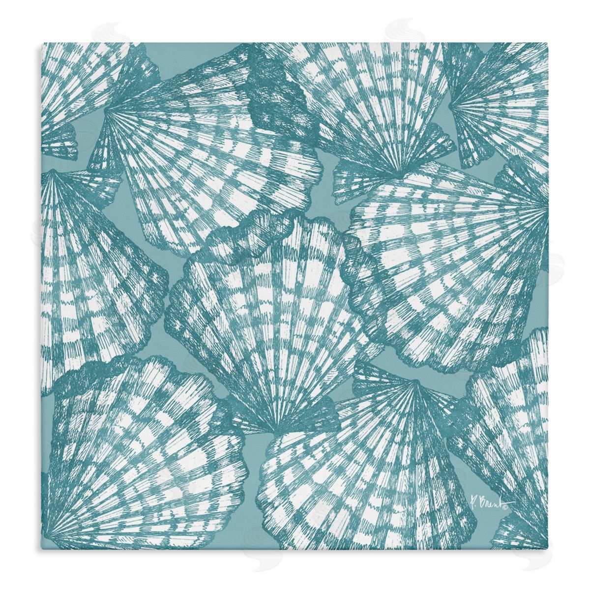Paul Brent Tropez Striped Seashells Canvas Wall Art Print