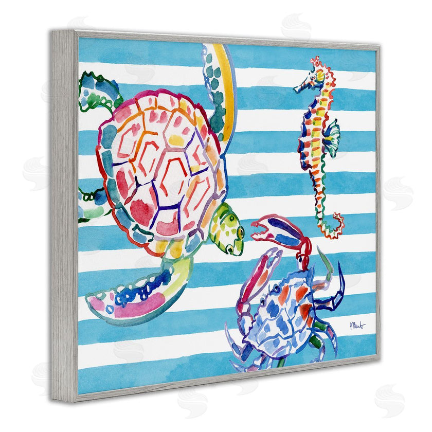 Paul Brent | Brushed Sea Life on Stripes